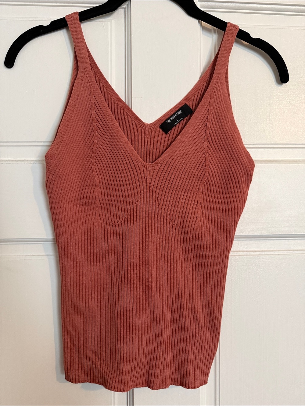 The Work Shop Ribbed V‑Neck Tank in Rust